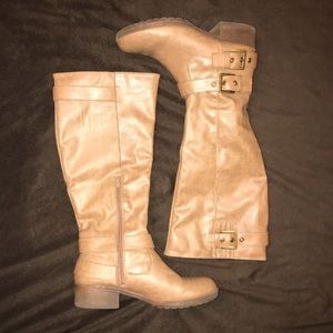 Taupe Knee-High Riding Boots